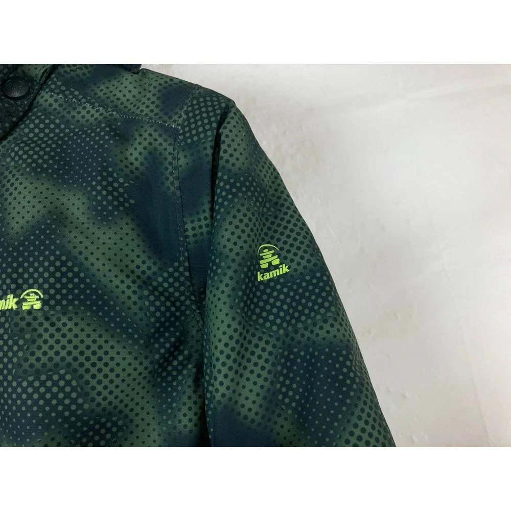 Kamik Winter Jacket Boys sz 12 Green Camo Insulated Ski Coat School Warm Outdoor